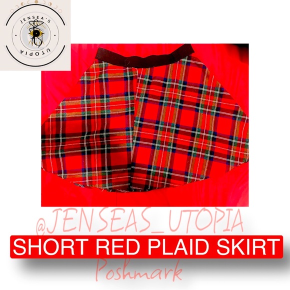 SHORT RED PLAID SKIRT - Picture 1 of 2